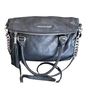 MICHAEL KORS WESTON MIDNIGHT BLUE LEATHER CONVERTIBLE X-BODY SATCHEL BAG